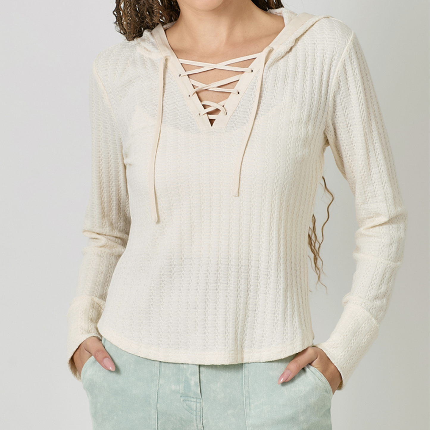 Long sleeve tied top